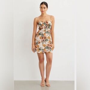 Dynamite Fit & Flare Floral Mini Dress Size: L Latge Orange Floral NWT